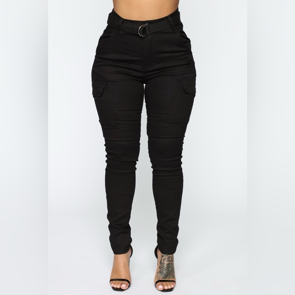 Fashion Nova Denim - Kadet Kelly Cargo Skinny Pants - Black